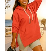economico Felpa &amp; Sweatshirt-Per donna Felpa con cappuccio Felpa pullover Manica Lunga Top Athleisure Autunno Tinta unita Con tasche cascante Extra large All&#039;aperto Viaggio Vacanze abbigliamento sportivo Abbigliamento sportivo