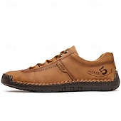 cheap Casual Lace-Up Shoes-Men's Brown Lace-Up Casual Shoes with Stitched Detailing, Comfortable Design for Daily Wear, Outdoor Adventures and Weekend Getaways