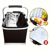 Недорогие камера хранения багажа и путешествий-Прочная портативная сумка-холодильник из ткани Оксфорд с ручками – черная термосумка для пикника, кемпинга &amp;для встреч на свежем воздухе, безопасен для продуктов питания, сохраняет напитки холодными,