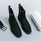 economico Stivali Chelsea-stivaletti chelsea da uomo in pelle scamosciata marrone con pannelli laterali elastici, stile casual alla caviglia per gentiluomini, ideali per outfit autunnali, abbigliamento quotidiano e riunioni del fine settimana