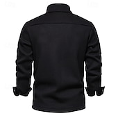 preiswerte Lässige Jacken-Herren Waffeljacke Fleecejacke Cargo-Jacke Freizeitjacke Urlaub Täglich Warm Tasche Herbst Winter Einfach Mode Klassisch Revers Regulär Schwarz Weiß Marineblau Blau Khaki Jacken