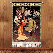 billiga Gobelänger-Skönhet Uyghur etnisk stil väggtapet konstnärlig bakgrundsdekoration boho hängande konst för sovrum vardagsrum eller café