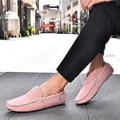 economico Mocassini casual-Per uomo Mocassini &amp; Slip-On Retrò Taglie Forti Camminata Casual Quotidiano PU Confortevole Stivali alti Mocassino Rosso marrone Nero Giallo