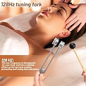 cheap Home Supplies-128 Hz The Healing Instrument, Aluminum Alloy Sensory Tuning Fork Set with Silicone Hammer, Cleaning Cloth &amp; Storage Bag, Sound Therapy Yoga and Meditation Accessories