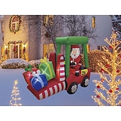 economico luci di Natale all&#039;aperto-Babbo Natale guida un carrello elevatore con striscia luminosa a LED, modello gonfiabile impermeabile, festa in giardino al chiuso e all&#039;aperto, decorazioni luminose per l&#039;atmosfera festiva, spina