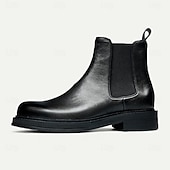 abordables Bottes en cuir haut de gamme-Bottines Chelsea noires pour hommes, bottines classiques à enfiler pour hommes d&#039;affaires, fêtes et occasions formelles