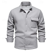 preiswerte Lässige Jacken-Herren Waffeljacke Fleecejacke Cargo-Jacke Freizeitjacke Urlaub Täglich Warm Tasche Herbst Winter Einfach Mode Klassisch Revers Regulär Schwarz Weiß Marineblau Blau Khaki Jacken