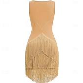 ieftine rochie de concurs-Rochie de dans latino cu ciucuri și strasuri pentru femei, costume de dans de sală pentru competiții, tango, salsa, rochii de dans flapper