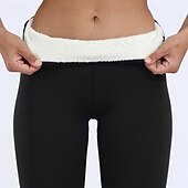 economico Leggings foderati in pile-Per donna Leggings Fodera in pile accogliente Casual Lunghezza intera Misura del girovita medio Semplice Elastico in vita Calore Termico Elasticizzato Vacanza Streetwear Casual Rosso violaceo Grigio