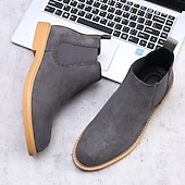 economico Stivali Chelsea-stivaletti chelsea da uomo in pelle scamosciata marrone con pannelli laterali elastici: eleganti stivaletti alla caviglia per abbigliamento casual, smart-casual e da ufficio