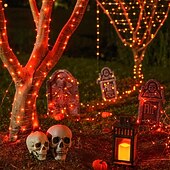 abordables Guirlandes lumineuses à piles-Lot de 2 guirlandes lumineuses à 200 LED, 20 m/66 pieds, pour Noël, Halloween, mariage, fête, festival, décoration intérieure et extérieure, avec boîtier à piles étanche AAA et télécommande