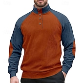 abordables Sudaderas Básicas_-Hombre Sudadera Pana Sudadera Con Capucha Sudadera con capucha y botones Albaricoque Vino Verde Ejército Azul Marino Marrón Cuello Mao Plano Retazos Deporte Casual Diario Ropa de calle Fresco Ropa