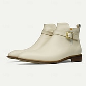 economico Stivali in pelle di alta qualità-stivaletti alla caviglia da uomo con fibbia bianca, moderni stivali alla moda con cerniera laterale e cinturino per matrimoni, feste e abbigliamento casual alla moda