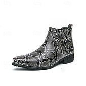 abordables Bottes de Costume-Bottines Chelsea à bout pointu en similicuir imprimé serpent pour homme – Chaussures de soirée, de scène et de soirée