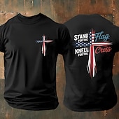 Men's Cross American Flag Short Sleeve Shirt T shirt Tee Tee Top Short Sleeve T shirt 3D Print Crew Neck Shirt Fashion Designer Casual Vacation Daily Holiday Black All Seasons Clothing Apparel XXL3
