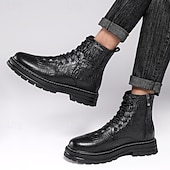 baratos Botas para Homem-Botas de inverno masculinas de cano alto em couro sintético | design com isolamento térmico e sola antiderrapante