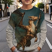 abordables Animales 3D para Niño-Boys' 3D Dinosaur T shirt Tee Long Sleeve Spring Fall Fashion Basic Kids 4-12 Years Crew Neck Outdoor Casual Daily Regular Fit