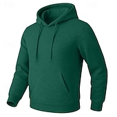 abordables Sweat à capuche en polaire-Homme Sweat à capuche Sweat à capuche en polaire Sweat à capuche doublé en polaire Noir Blanche Jaune Rose Claire Vert Véronèse À capuche Uni Poche kangourou Sport &amp; Loisir Occasionnel Quotidien