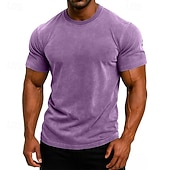 economico magliette di base-SoftFade™ Maglietta da Uomo T-Shirt Tee Top Manica Corta Maniche Corte Collo Alto Estate Colore Solido Vintage Garment Dyed Lavato Casual Vacanze Street Blu Viola Top Tee per Uomini