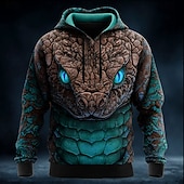abordables Imprimé animalier-Homme 3D Serpent Sweat à capuche Sweatshirt Frais Fête manche longue Col ras du cou Vêtements de rue Club Bleu Jaune Rouge Vert Cordon de serrage Automne Hiver Designer S M L XL XXL XXXL