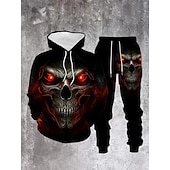 זול חליפות ספורט-חג ליל כל הקדושים גולגולתשלד תלבושות קפוצ&#039;ון אימונית אנימה 3D גרפי עבור לזוג בגדי ריקוד גברים בגדי ריקוד נשים מבוגרים האלווין (ליל כל הקדושים) קרנבל נשף מסכות הדפסת תלת מימד יום יומי\קז&#039;ואל