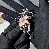 cheap Pins and Brooches-Brooches Classic Retro Floral Fashion Simple Brooch Jewelry Purple For Wedding Party Gift Engagement Prom Festival