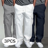 economico pantaloni da jogging-Per uomo Pantaloni da Tuta Cargo Pantaloni in Pile Joggers Pantaloni Pantaloni della tuta a gamba dritta Coulisse Elastico in vita Multi-tasche Tinta unica Antivento All'aperto Lunghezza intera