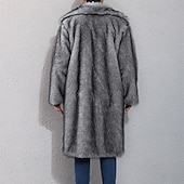 preiswerte Herrenjacken &amp; Herrenmäntel-Herren Freizeitjacke Kunstpelzmantel Urlaub Täglich Thermowarm Plüsch Herbst Winter Einfach Mode Streetwear Revers Lang Weiß Gelb Kamel Grau Jacken