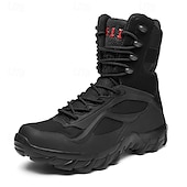 baratos Botas de caminhada-Botas de caminhada estilo combate tático masculinas com design de cadarço, suporte de tornozelo, sola grossa antiderrapante, calçado durável para atividades ao ar livre, trabalho, viagens e aventura