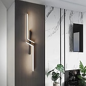baratos Candeeiros de Parede de interior-Luminária de parede led preta moderna, luminária de parede linear de metal para interior, iluminação de arandela de parede com design de faixa longa, lâmpada de parede interna para sala de estar,