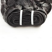 baratos 4 conjuntos de cabelo natural-Pacotes de cabelo humano ondulado de 10 a 30 polegadas, 4 pacotes de extensões de cabelo humano brasileiro preto natural para mulheres