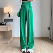 ieftine picior lat și talie înaltă-Pentru femei Picior Larg Pantaloni Pantaloni Palazzo Modă Șic Stradă Lungime totală Talie Înaltă Simplu Talie elastică Respirabilitate Comfortabil Stradă Purtare Zilnică Ieșire Negru Trifoi Kaki Bej