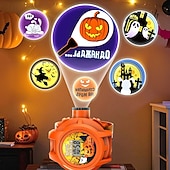 economico Forniture per feste-Orologio da polso digitale con proiezione spettrale di Halloween, 24 divertenti disegni di cartoni animati, con copertura di zucca luminosa - fantastico regalo per le feste &amp;bomboniera per ragazzi e