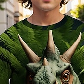 abordables Boy's 3D Animals-Boys' 3D Dinosaur T shirt Tee Long Sleeve Spring Fall Fashion Basic Kids 4-12 Years Crew Neck Outdoor Casual Daily Regular Fit