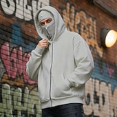 tanie podstawowe bluzy męskie-Męskie Rozpinana bluza z kapturem Bluza z zamkiem Bluza z zamkiem błyskawicznym Biały Kaptur Równina Multi Pocket Kieszenie na zamek Codzienny Sport i turystyka Święto Poliester Moda miejska Codzienny