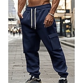 economico Carico-Per uomo Pantaloni da Tuta Cargo Pantaloni da tuta Joggers Pantaloni Coulisse Tasca Elastico in vita Semplice Comodità Sport all&#039;Aperto Quotidiano Moda Casual Nero Bianco Micro-elastico