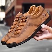 cheap Casual Lace-Up Shoes-Men's Brown Lace-Up Casual Shoes with Stitched Detailing, Comfortable Design for Daily Wear, Outdoor Adventures and Weekend Getaways