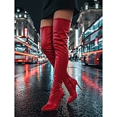 cheap Fashion Boots-Women's Black Boots Over-the-Knee Boots with Stiletto Heel - Pointed Toe High Heel Boots for Evening Party