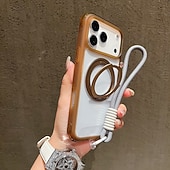 お買い得  iPhone用ケース-電話 ケース 用途 iPhone 17 Pro Max 17 Air 16 15 14 Pro Max Plus 13 Pro Max バックカバー ストラップ付き ワイヤレス充電をサポート キックスタンド レトロ風 TPU アクリル