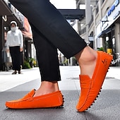 economico Mocassini casual-Per uomo Mocassini &amp; Slip-On Retrò Taglie Forti Camminata Casual Quotidiano PU Confortevole Stivali alti Mocassino Rosso marrone Nero Giallo