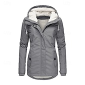 abordables Parka Décontractée-Femmes Manteau d&#039;Hiver Veste à Capuche Chaud Confortable Fermeture éclair Avec Poches Occasionnel Uni Extérieur Vacances Tenue quotidienne Week-end Régulier À capuche Coupe régulière manche longue