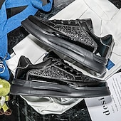 economico Sneakers Casual-scarpe da ginnastica da uomo bianche e robuste: comode scarpe sportive con lacci e suola spessa per la corsa, la palestra e lo stile casual quotidiano