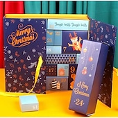 cheap Gift Wrapping &amp; Bag-24 Grids Empty Christmas Advent Calendar Boxes DIY Refillable Christmas Blind Box 24 Days Advent Countdown Gifts Boxes Kraft Paper Candy Box New Year Decorations