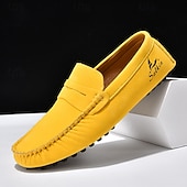 economico Mocassini casual-Per uomo Mocassini &amp; Slip-On Retrò Taglie Forti Camminata Casual Quotidiano PU Confortevole Stivali alti Mocassino Rosso marrone Nero Giallo