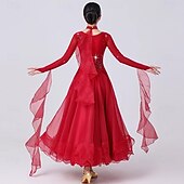 economico Abbigliamento da Competizione-Balli da Sala Vestito Strass Giunzione Per donna Performance Allenamento Manica Lunga Spandex Organza