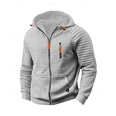 abordables sweats à capuche basiques pour hommes-Homme Sweat à capuche Sweat à capuche zippé intégral Noir Kaki Gris À capuche Uni Fermeture éclair Avec Poches Sport &amp; Loisir Quotidien Fête Polyester Streetwear Basique Occasionnel Printemps Automne