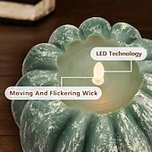 Недорогие Декоративные огни-Осенняя светодиодная беспламенная свеча-светильник в виде тыквы на Хэллоуин, для вечеринки в честь Дня благодарения, для украшения рабочего стола, подвесной светильник с 8 функциями, таймером, пультом