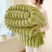 baratos Cobertores &amp; Mantas-cobertor de flanela grosso com veludo de coelho, cobertor macio e quente de alta g/m² para sofá, cama, escritório, cobertor de inverno multiuso