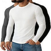 Ανδρικά Μπλουζάκι Μυϊκό πουκάμισο Πλεκτό μπλουζάκι με ραβδώσεις Μπλουζάκι μπλουζάκι Μακρυμάνικο Στρογγυλή Ψηλή Λαιμόκοψη Άνοιξη Φθινόπωρο Όλες οι εποχές Σκέτο Με Υφή Pit Strip Χαμηλού Κόστους Πλεκτό μπλουζάκι με ραβδώσεις-Ανδρικά Μπλουζάκι Μυϊκό πουκάμισο Πλεκτό μπλουζάκι με ραβδώσεις Μπλουζάκι μπλουζάκι Μακρυμάνικο Στρογγυλή Ψηλή Λαιμόκοψη Άνοιξη Φθινόπωρο Όλες οι εποχές Σκέτο Με Υφή Pit Strip