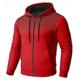 economico Felpa con cappuccio in pile-Per uomo Felpa con cappuccio Felpa con cappuccio a zip intera Felpa con cappuccio in pile Felpa con cappuccio foderata in pile Nero Bianco Rosso Blu Grigio scuro Con Cappuccio Semplice Blocco di